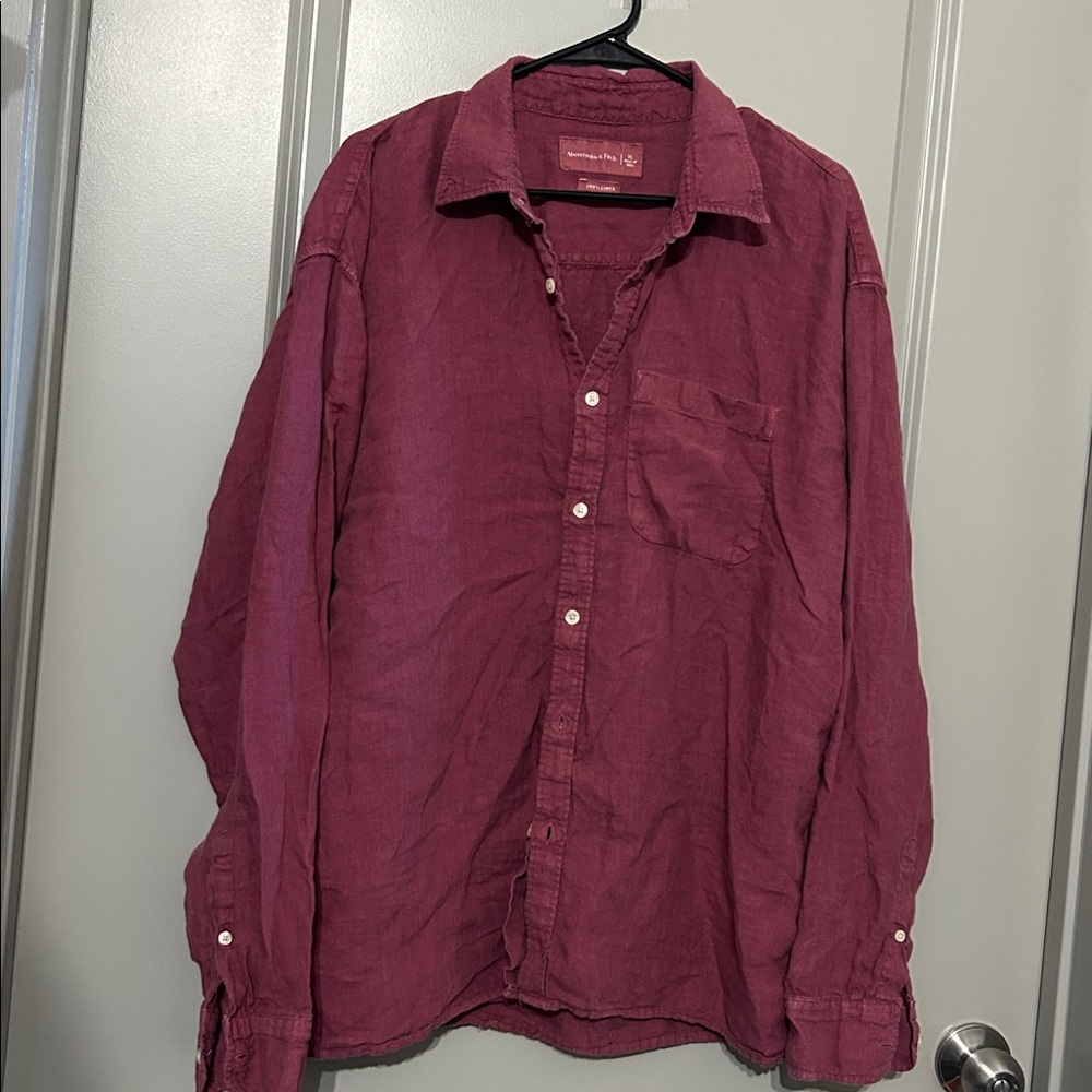 Abercrombie & Fitch- Maroon Linen Shirt